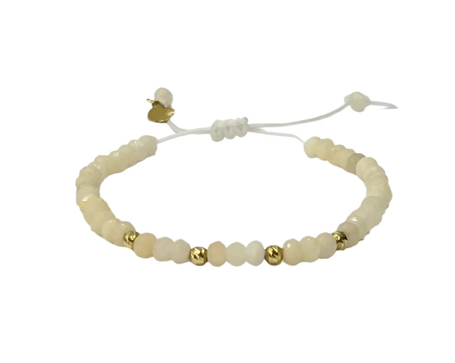 White Gemstones Cord Bracelet in 18K Gold