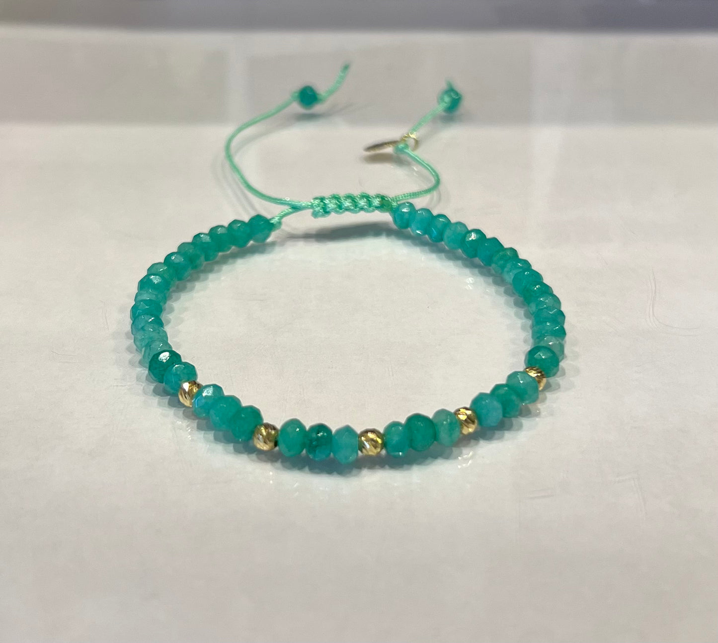 Turquoise Gemstones Cord Bracelet in 18K Gold