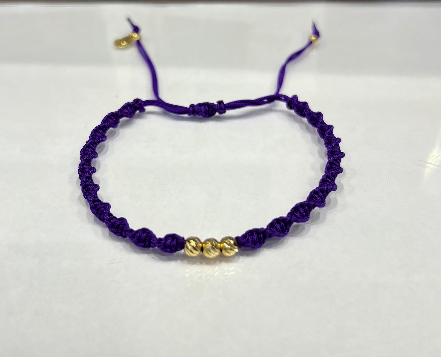 Three beads Braided Bracelet in 18K Gold