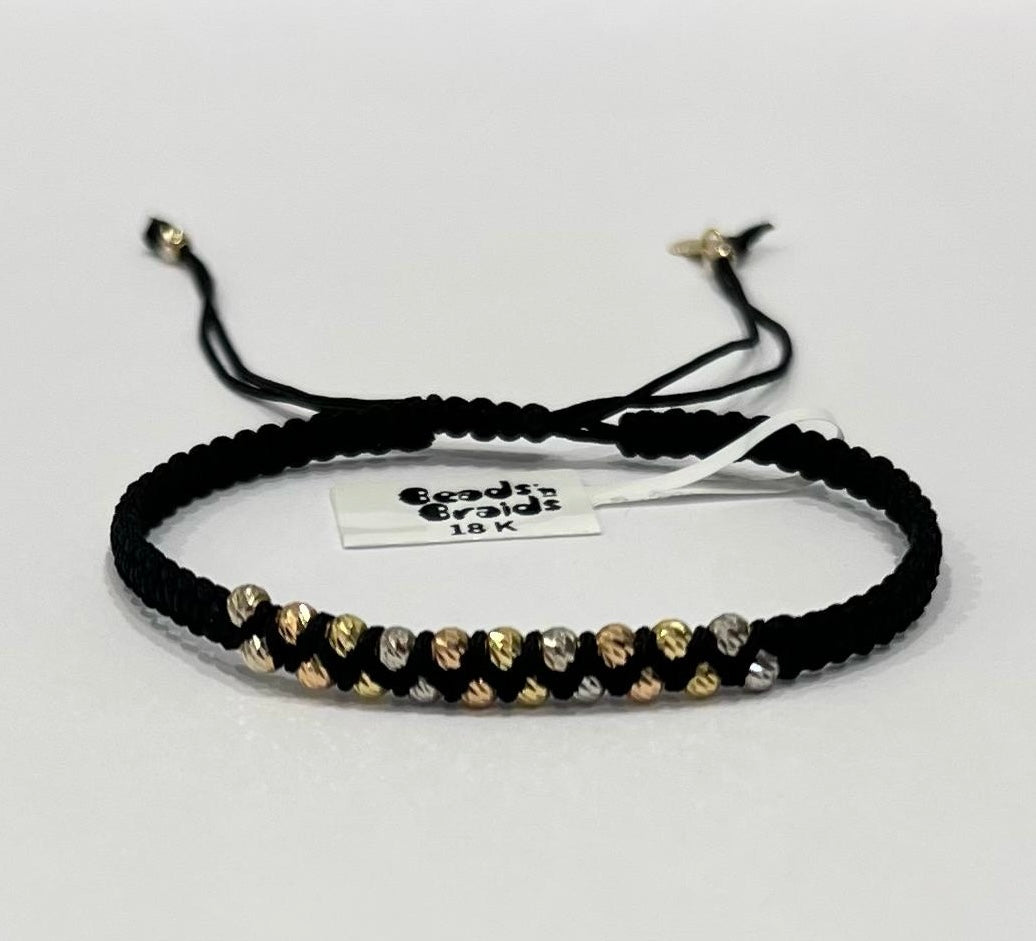 Golden Glow Small Beads Braided Bracelet in 18K Gold