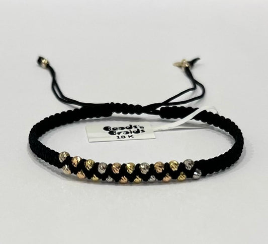 Golden Glow Small Beads Braided Bracelet in 18K Gold