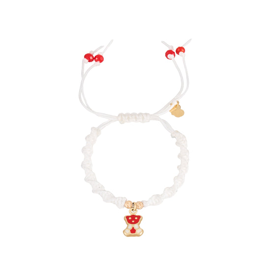Kids Teddy Bear Braided Bracelet in 18K Gold