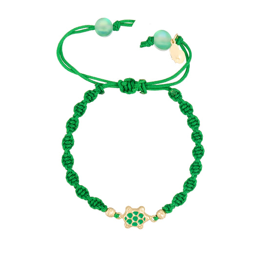 Kids Turtle Braided Bracelet in 18K Gold