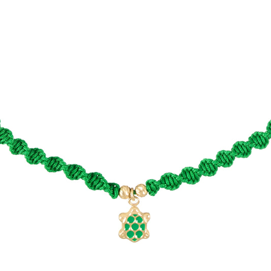 Kids Turtle Braided Necklace in 18K Gold