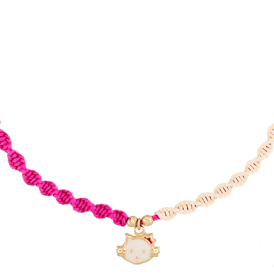 Kids Hello Kitty Face Braided Necklace in 18K Gold