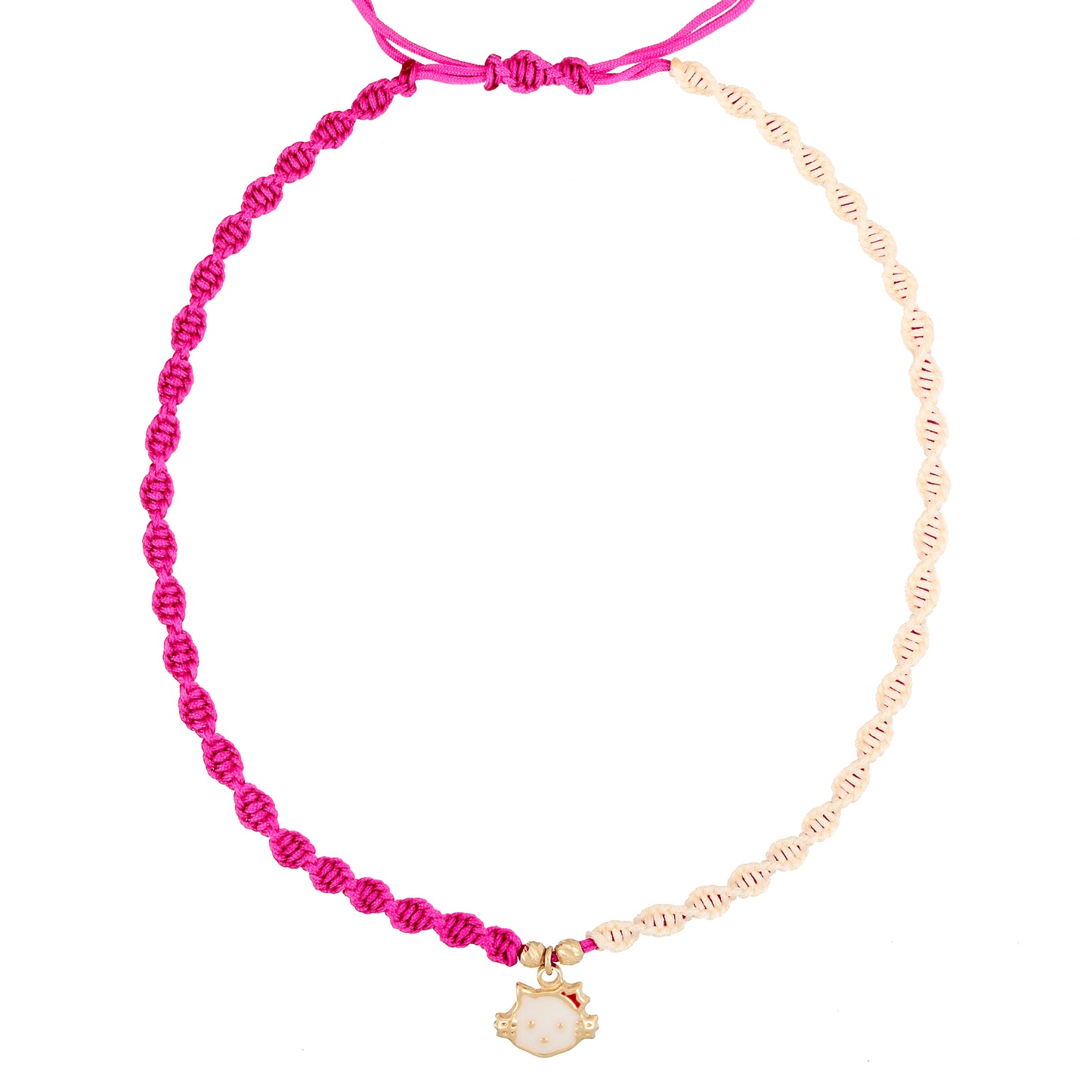 Kids Hello Kitty Face Braided Necklace in 18K Gold