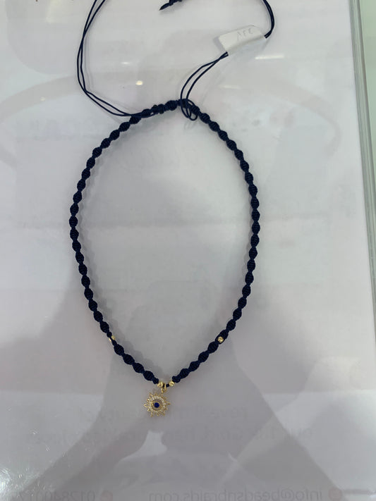 Eye of the Sun Braided Necklace in 18K Gold