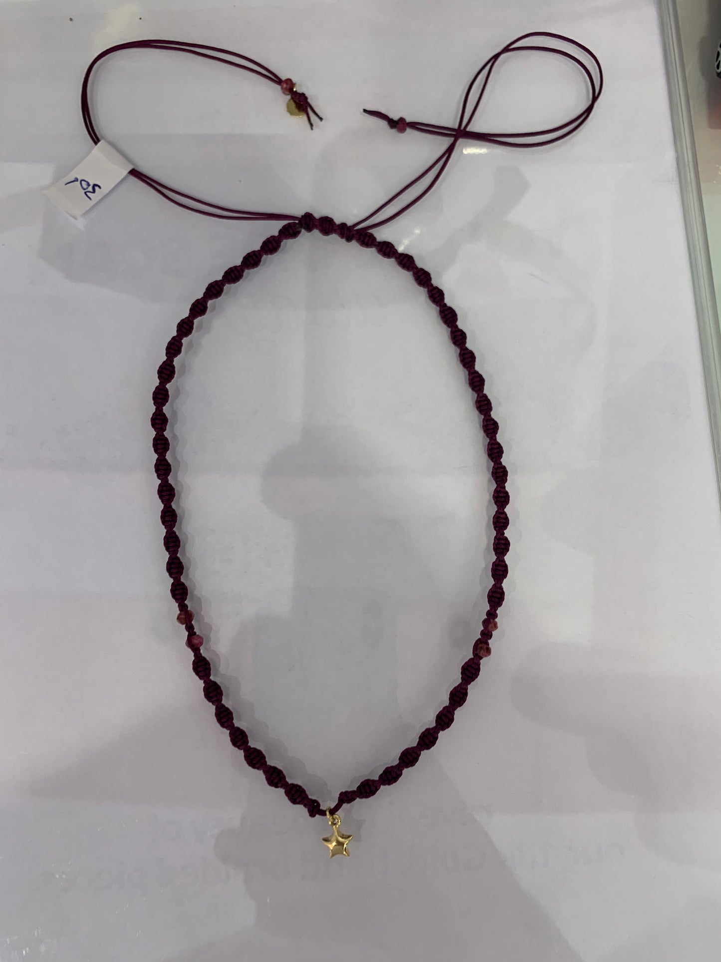 3D Puffy Star Dark Purple Braided Necklace in 18K Gold