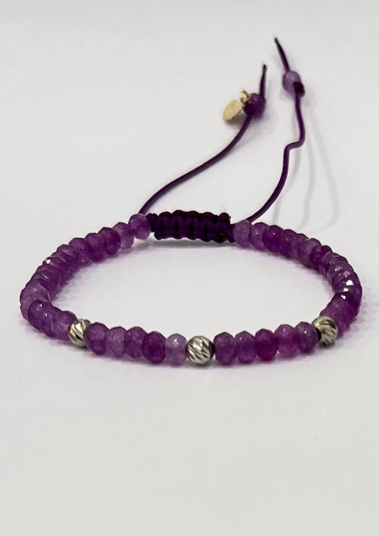 Dark Purple Gemstones Cord Bracelet in 18K Gold
