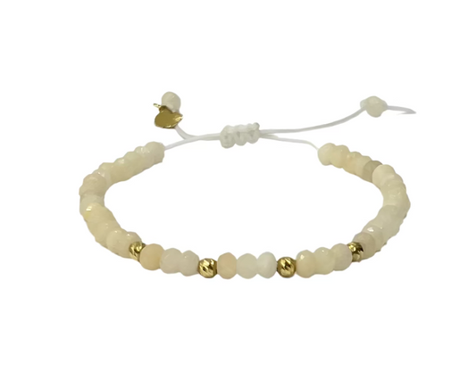 White Gemstones Cord Bracelet in 18K Gold