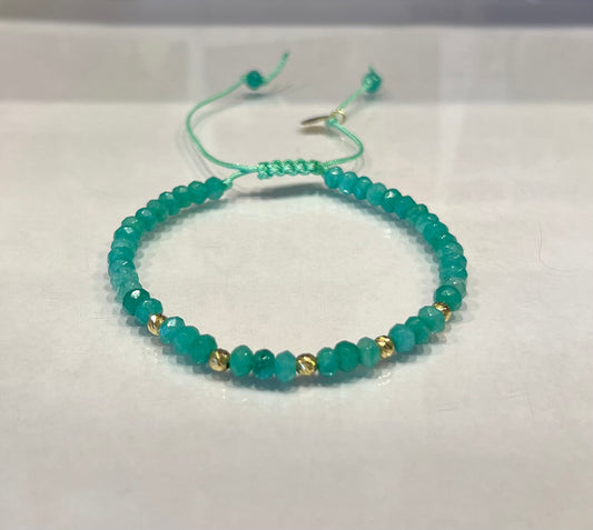 Turquoise Gemstones Cord Bracelet in 18K Gold