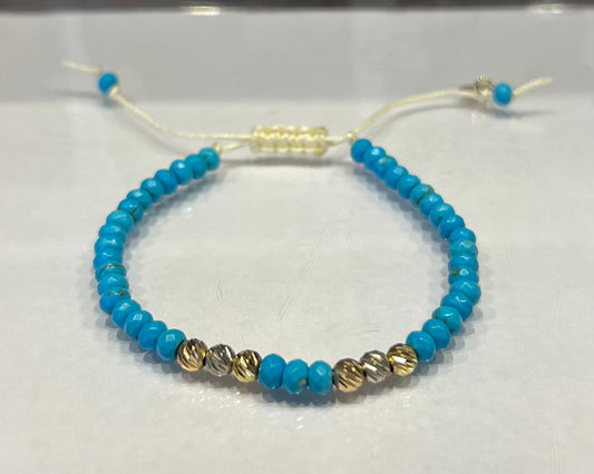 Blue Gemstones Cord Bracelet in 18K Gold