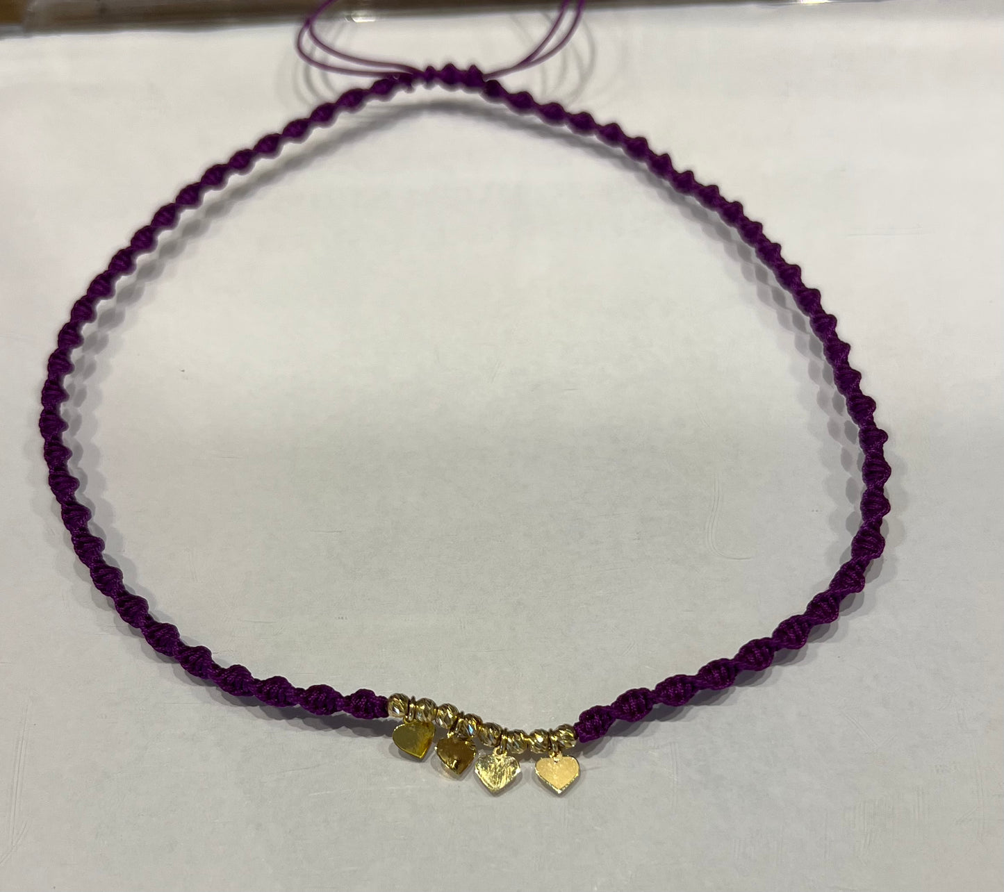 Mini Hearts Braided Necklace in 18K Gold