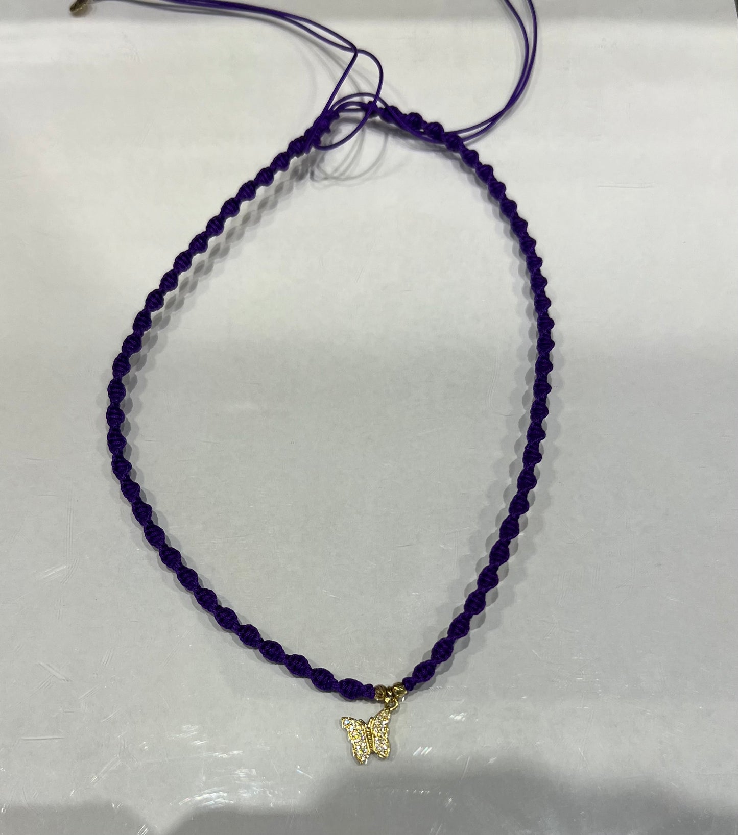Butterfly Braided Necklace in 18K Gold