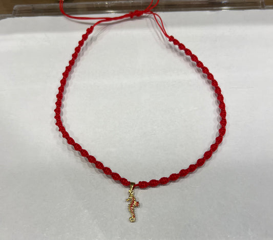 Seahorse Braided Necklace in 18K Gold