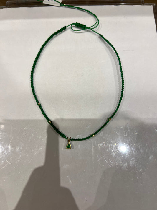 Green Gem Braided Necklace in 18K Gold