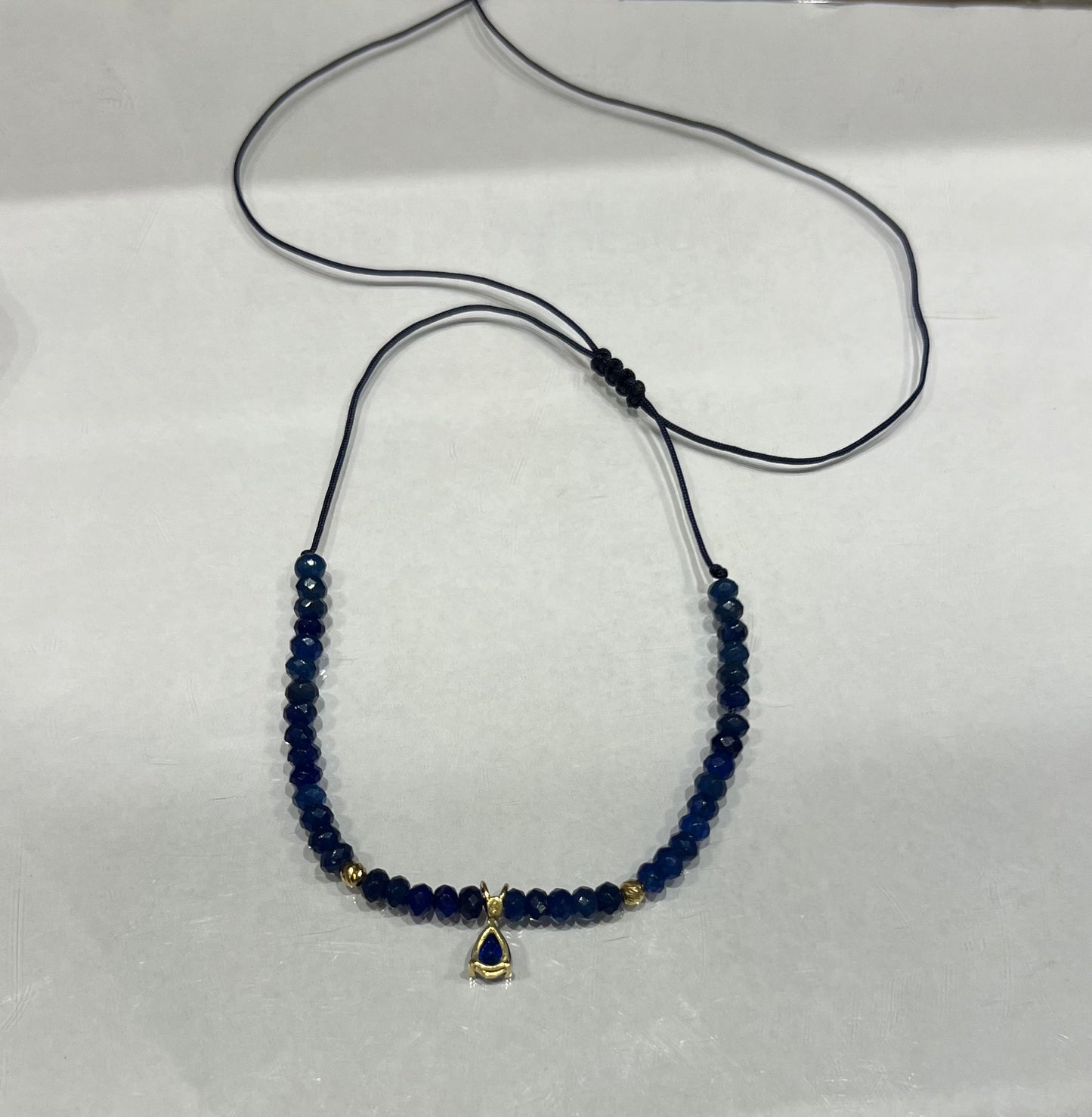 Blue Gem Cord Necklace in 18K Gold