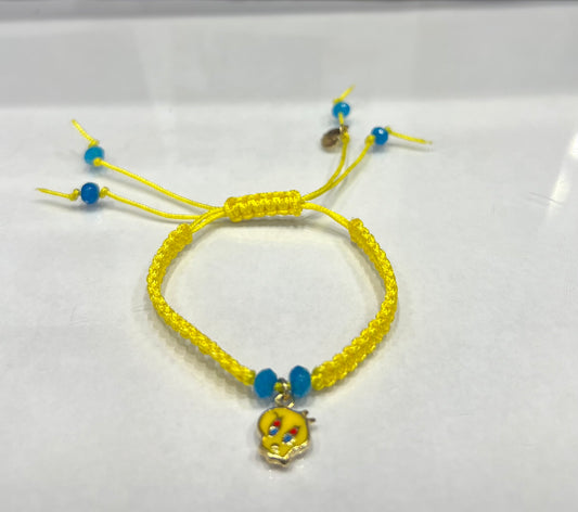 Kids Tweety Face Braided Bracelet in 18K Gold