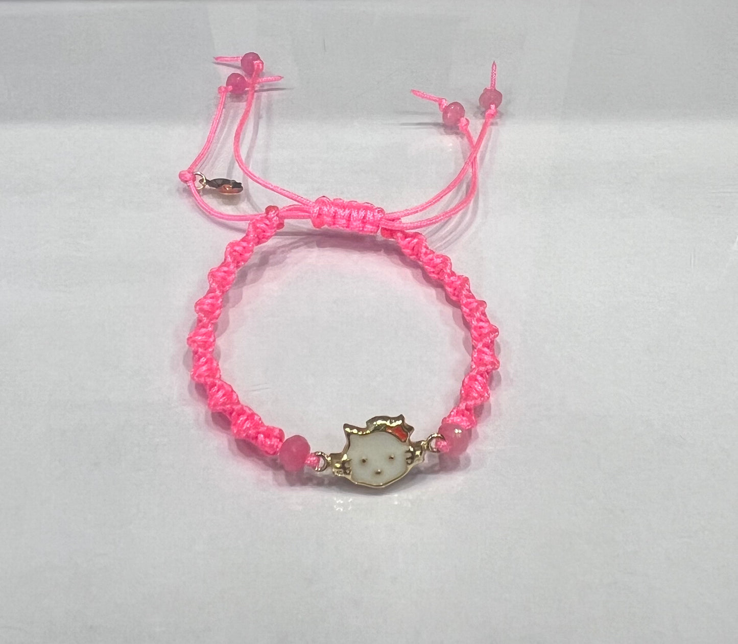 Kids Hello Kitty Pink Braided Bracelet in 18K Gold