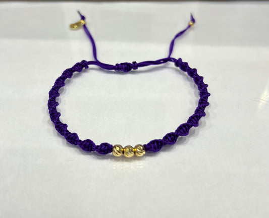 Three beads Braided Bracelet in 18K Gold