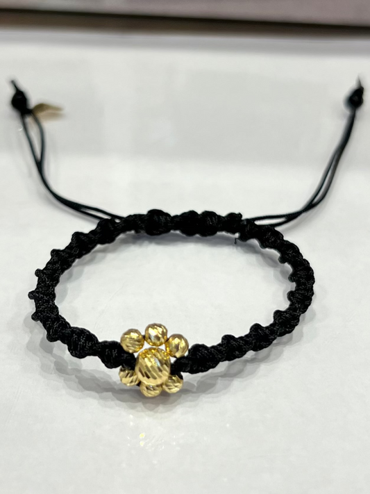Kids Golden Single Flower Braided Bracelet in 18K Gold