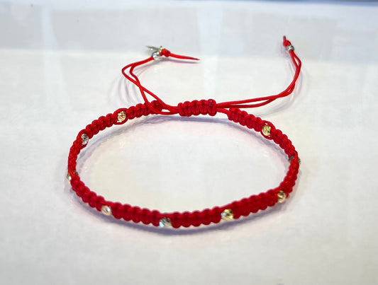Red braided Bracelet in 18K Gold