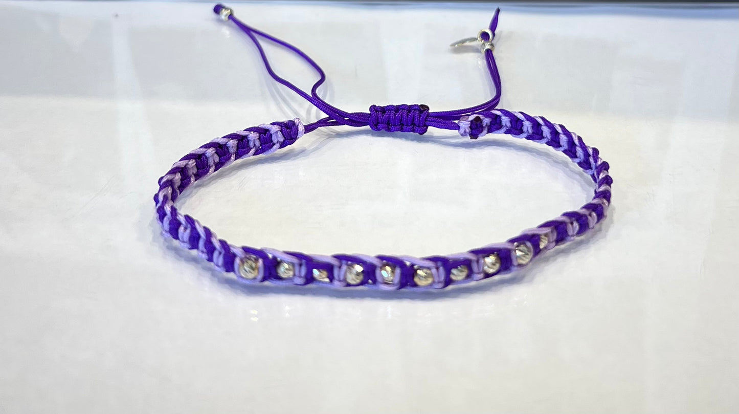 Light & Dark Purple Braided Bracelet in 18K Gold