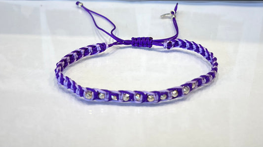Light & Dark Purple Braided Bracelet in 18K Gold