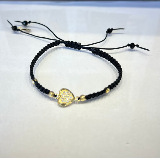 Mini Heart Braided Bracelet in 18K Gold