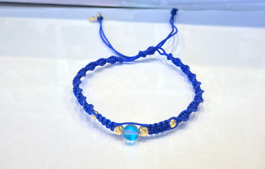 Shades of blue gemstone braided Bracelet in 18K Gold