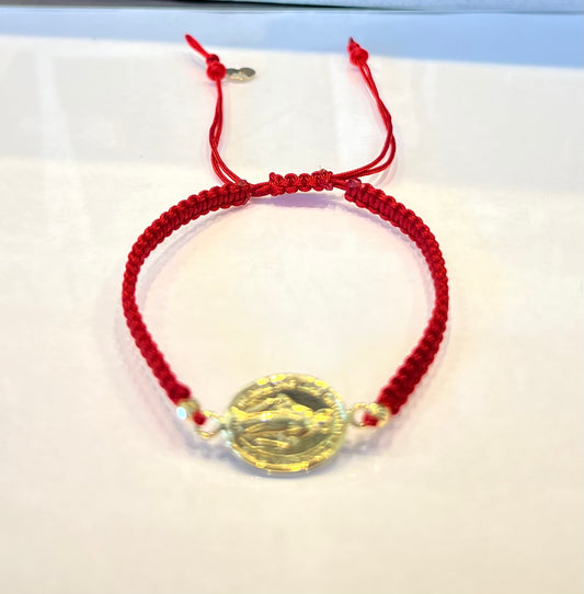 Large Saint Mary Icon Braided Bracelet in 18K Gold