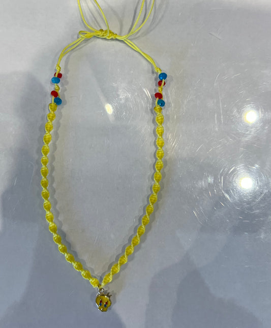 Tweety Face Braided Necklace in 18K Gold