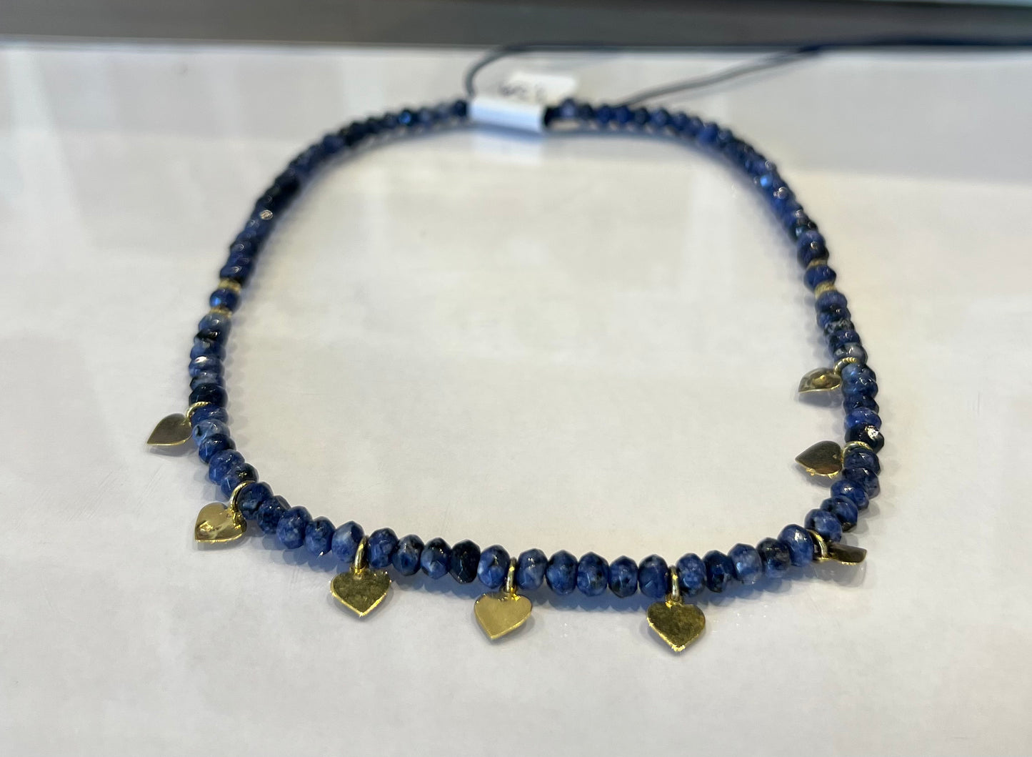 Mini Hearts & Gemstones Cord Necklace in 18K Gold