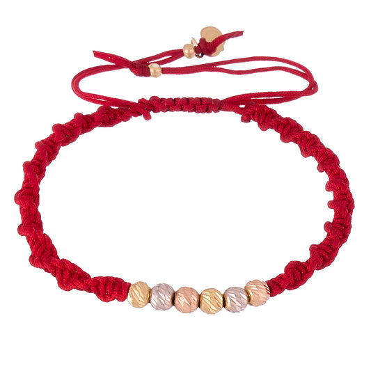 Red Twined Braided Bracelet in 18K Gold