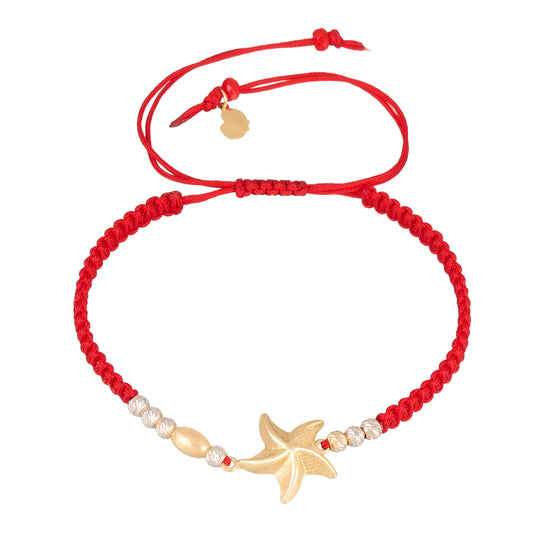 Gold Starfish Braided Bracelet in 18K Gold