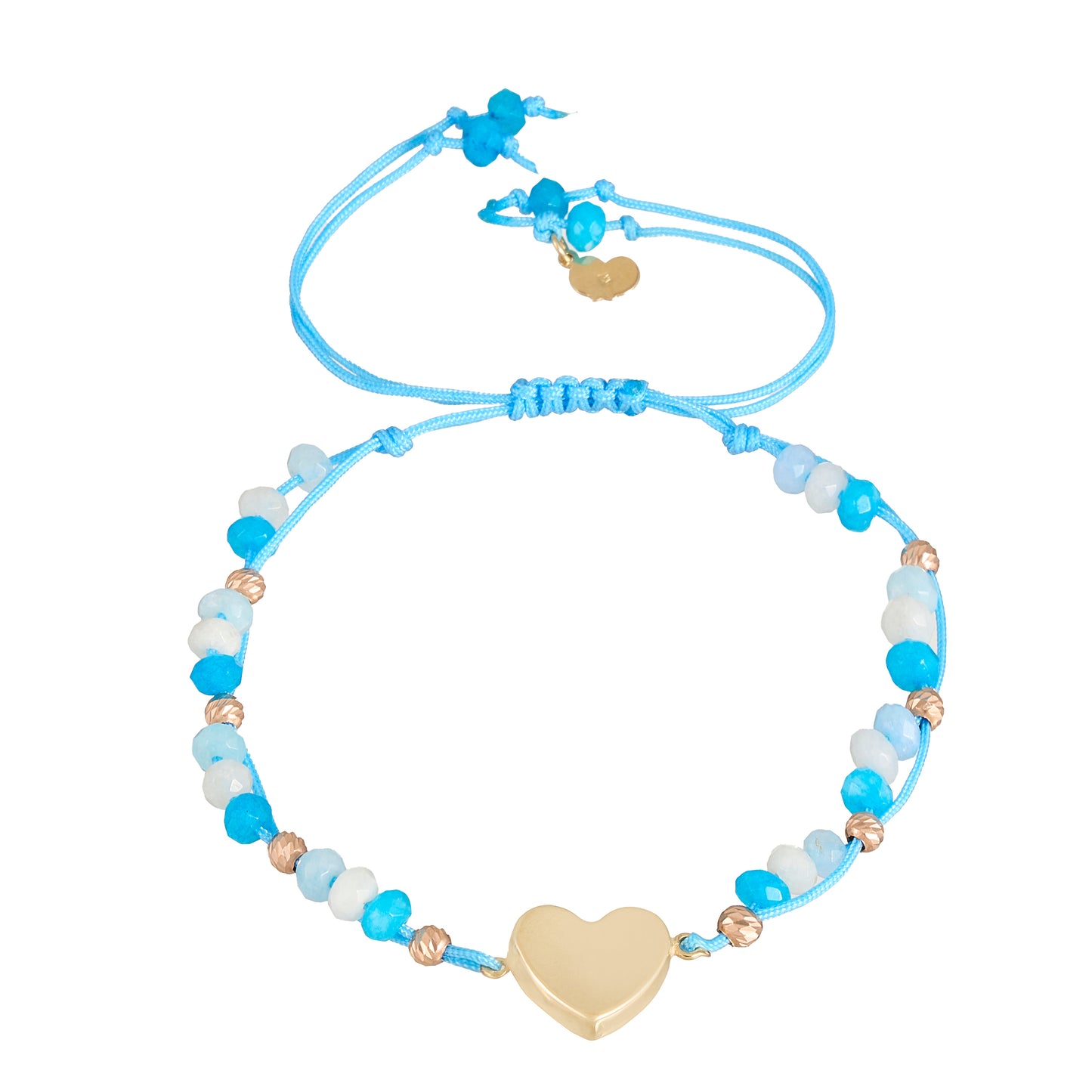 3D Puffy Heart  Cord Bracelet in 18K Gold