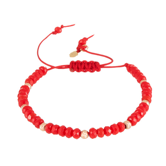 Red Gemstones Cord Bracelet in 18K Gold