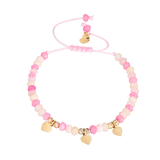 Mini Hearts Cord Bracelet in 18K Gold