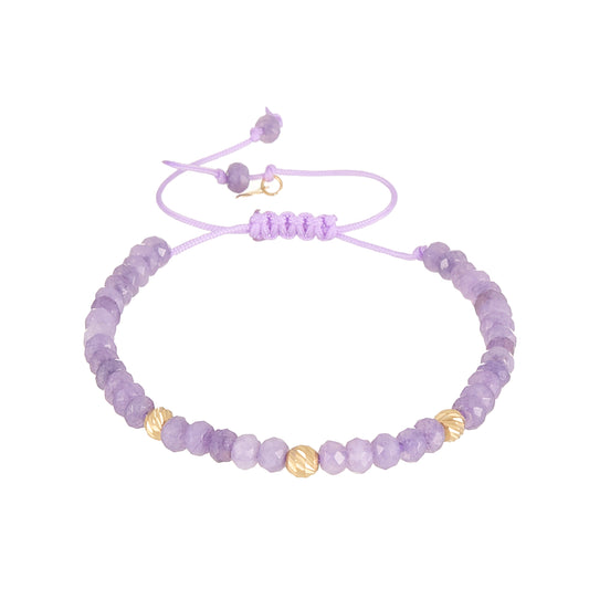Purple Gemstones Cord Bracelet in 18K Gold