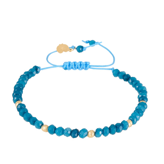 Turquoise Blue Cord Bracelet in 18K Gold