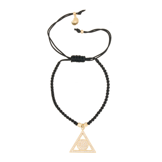 Triangle & Circle Braided Bracelet in 18K Gold