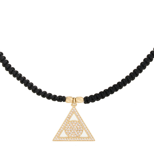 Triangle & Circle Braided Necklace in 18K Gold