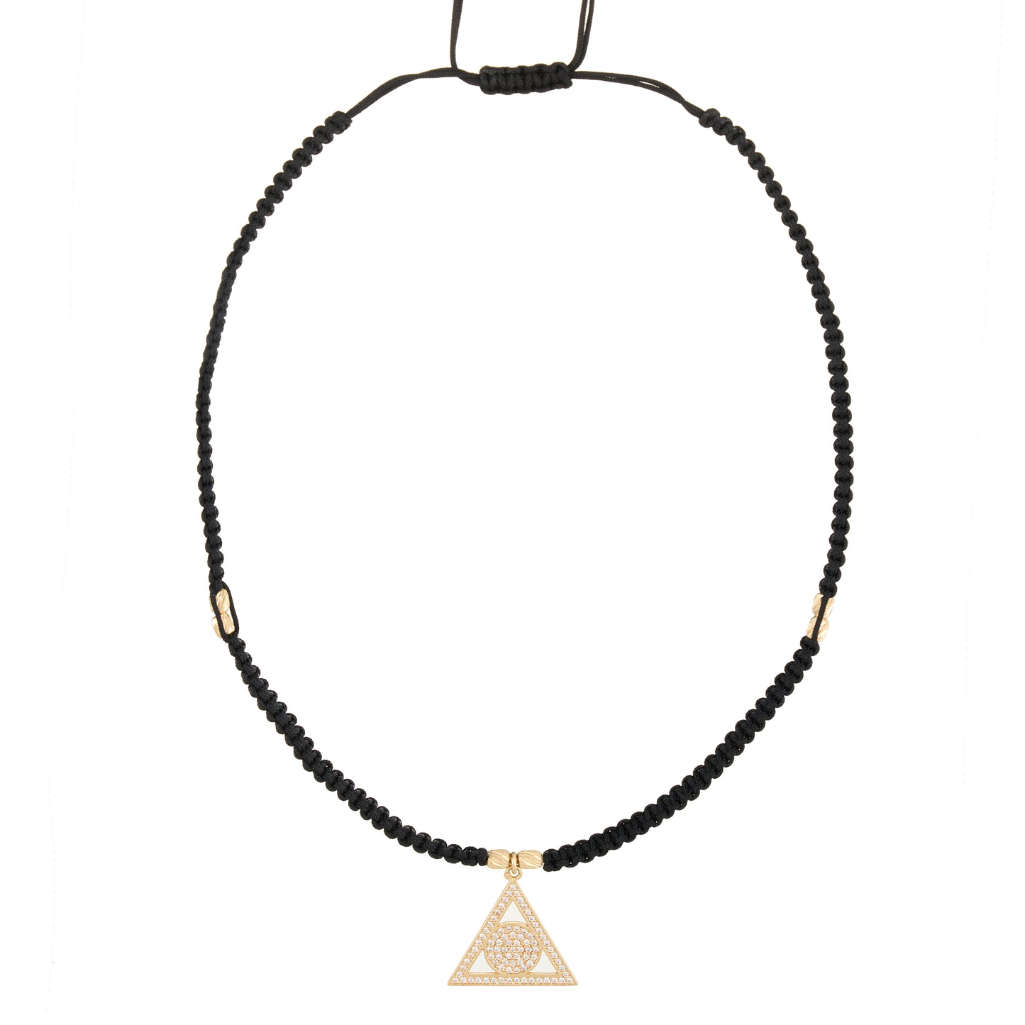Triangle & Circle Braided Necklace in 18K Gold