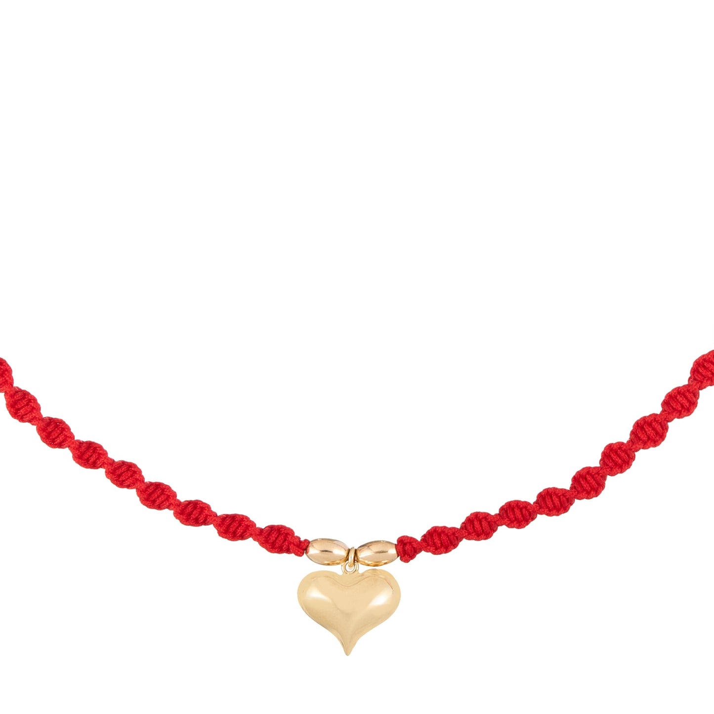 3D Puffy Heart Braided Necklace in 18K Gold