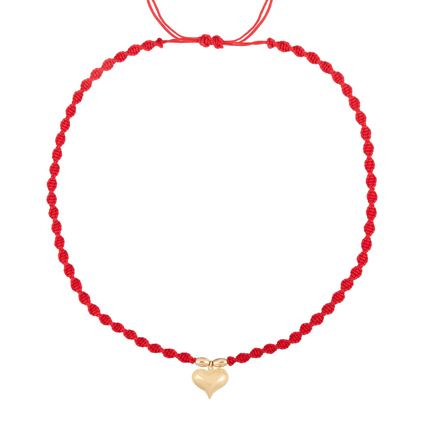 3D Puffy Heart Braided Necklace in 18K Gold