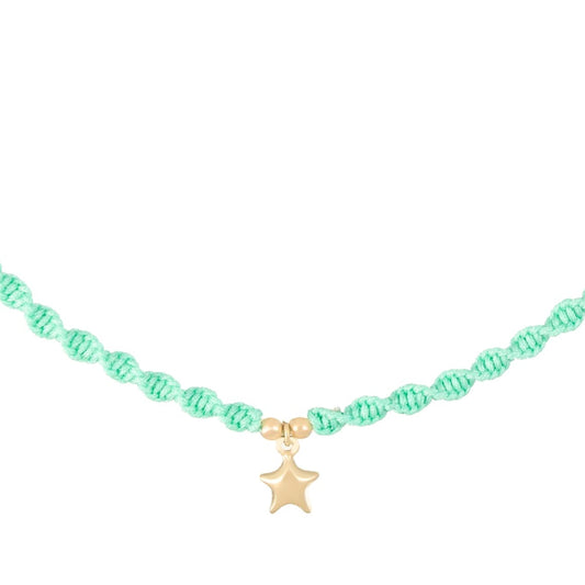 3D Puffy Star Braided Necklace in 18K Gold