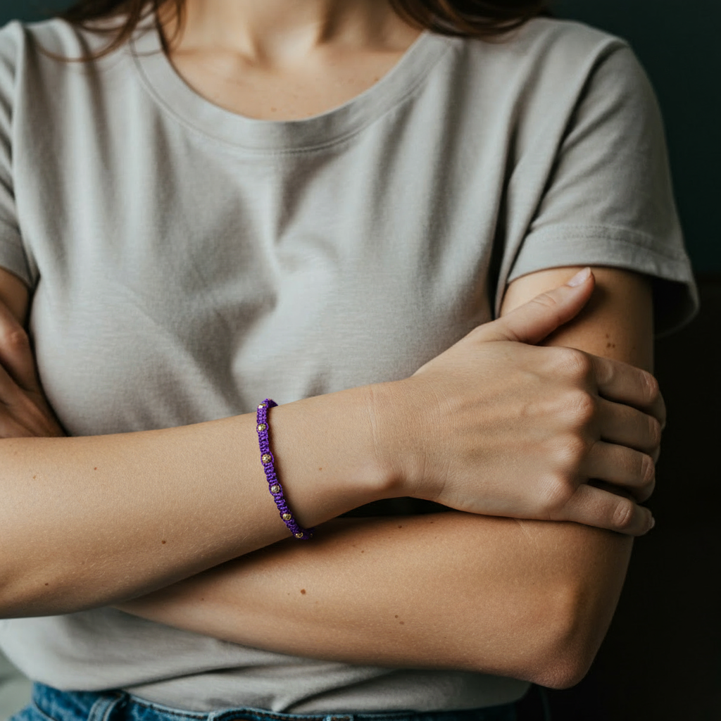 Purple Braided Bracelet in 18K Gold