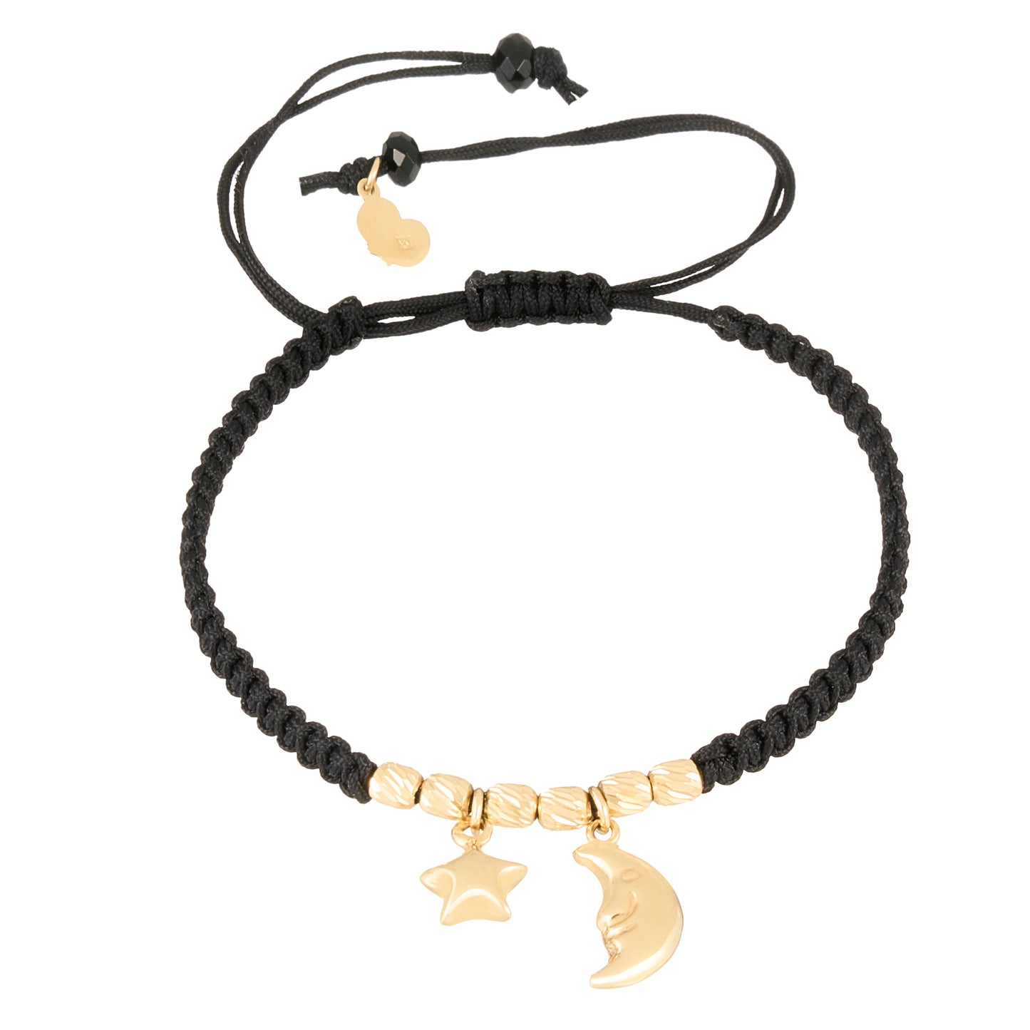 3D Puffy Moon & Star Braided Bracelet in 18K Gold