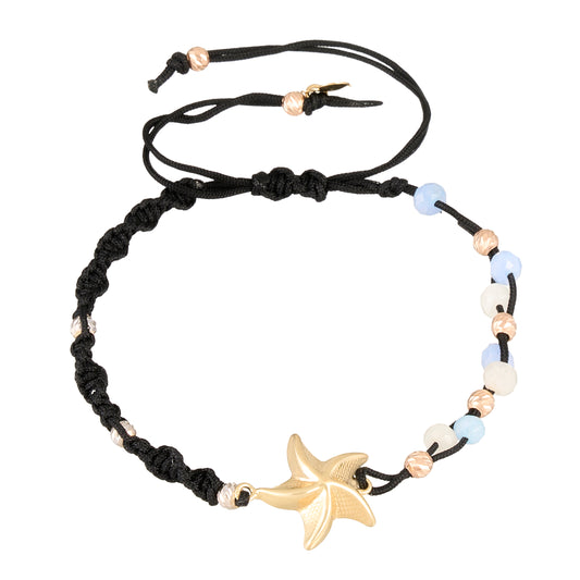 Gold Starfish Half Braided & Cord Bracelet in 18K Gold