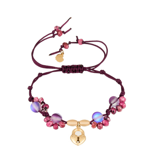 Heart Lock Cord Bracelet in 18K Gold